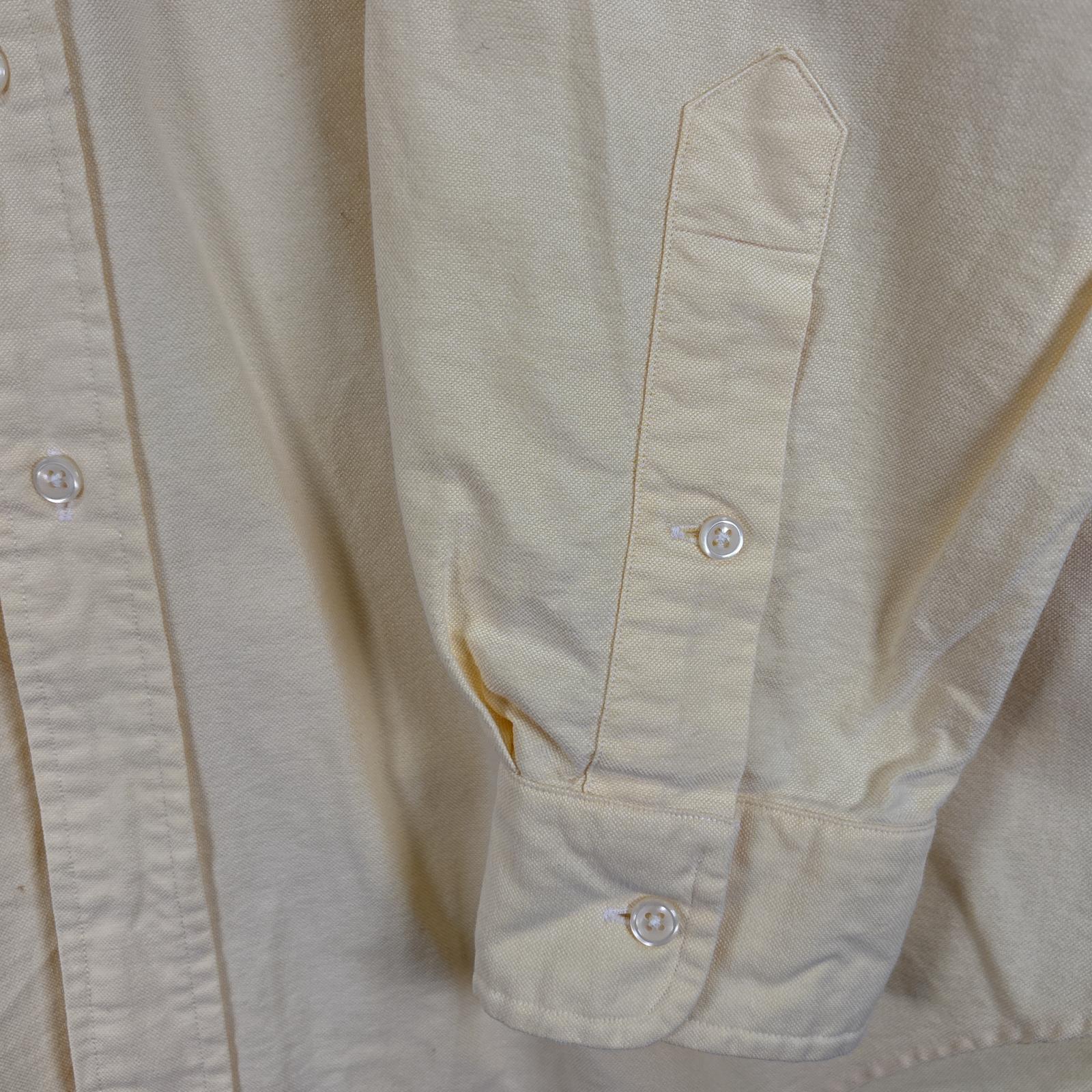 古着 90s/90年代 長袖シャツ ワンポイント ロゴ 刺繍 ボタンダウンシャツ CLASSIC FIT M イエロー 無地 メンズ