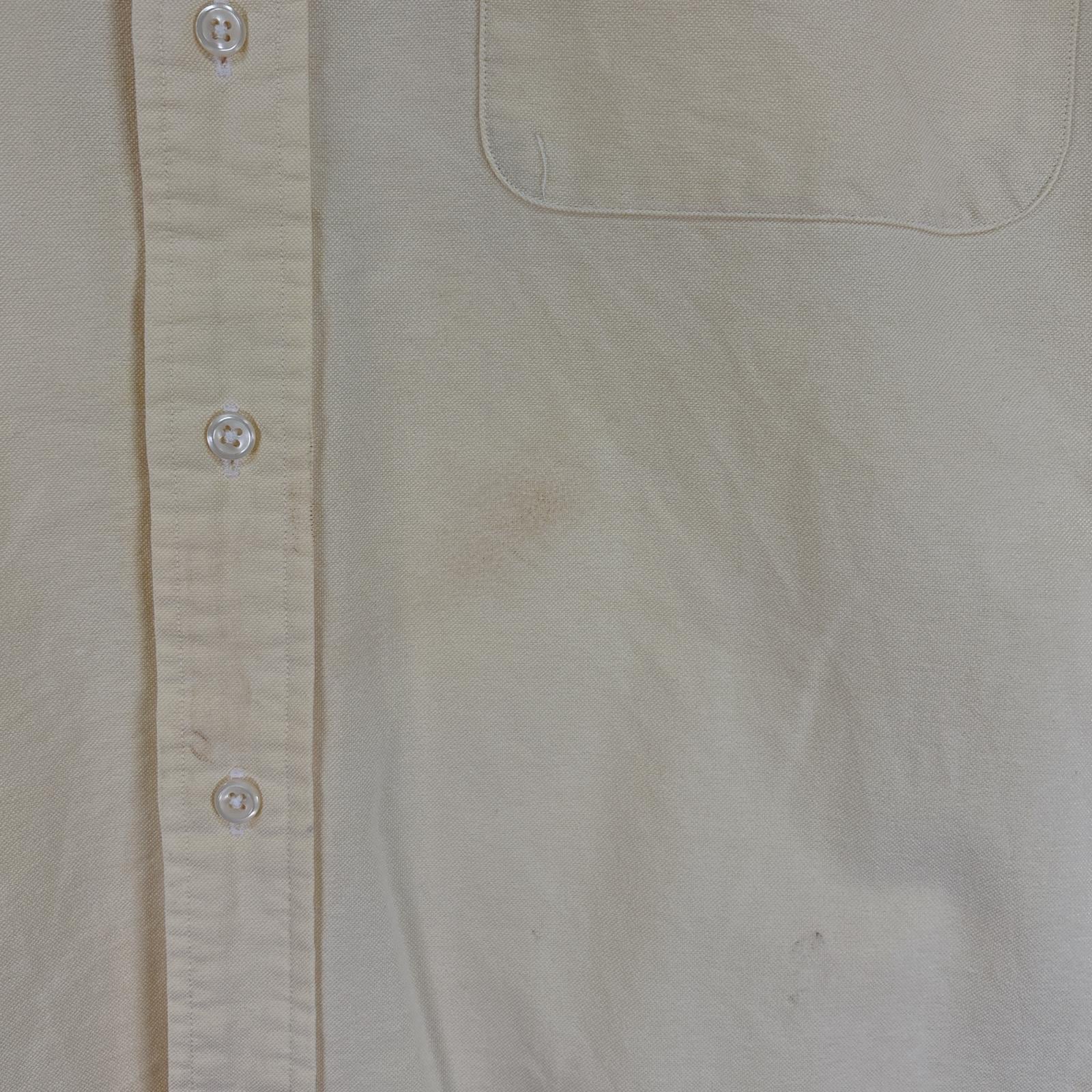 古着 90s/90年代 長袖シャツ ワンポイント ロゴ 刺繍 ボタンダウンシャツ CLASSIC FIT M イエロー 無地 メンズ