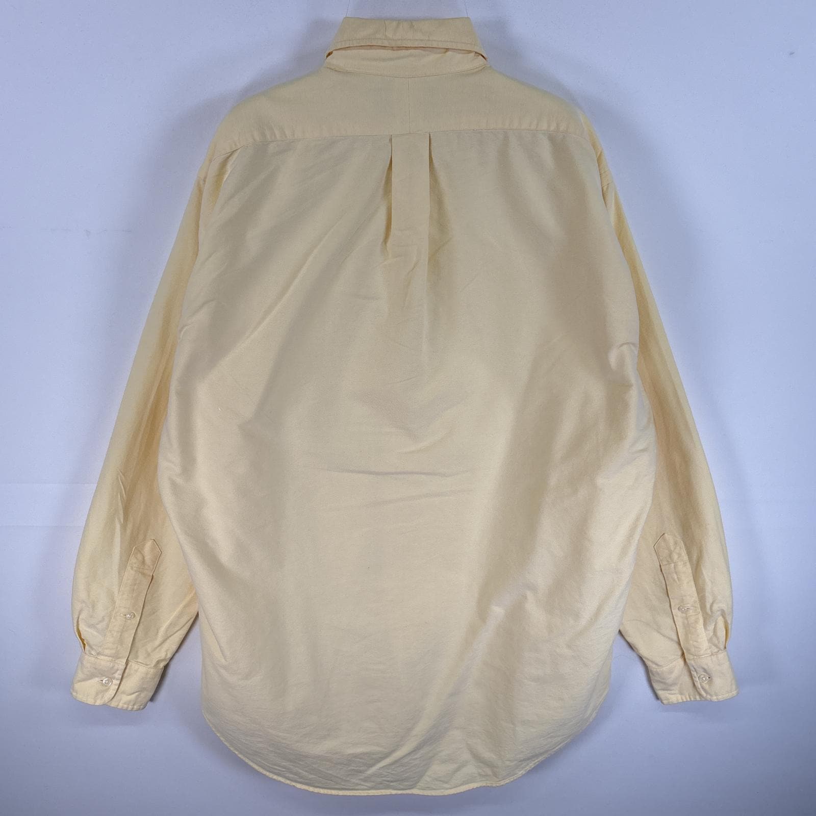 古着 90s/90年代 長袖シャツ ワンポイント ロゴ 刺繍 ボタンダウンシャツ CLASSIC FIT M イエロー 無地 メンズ