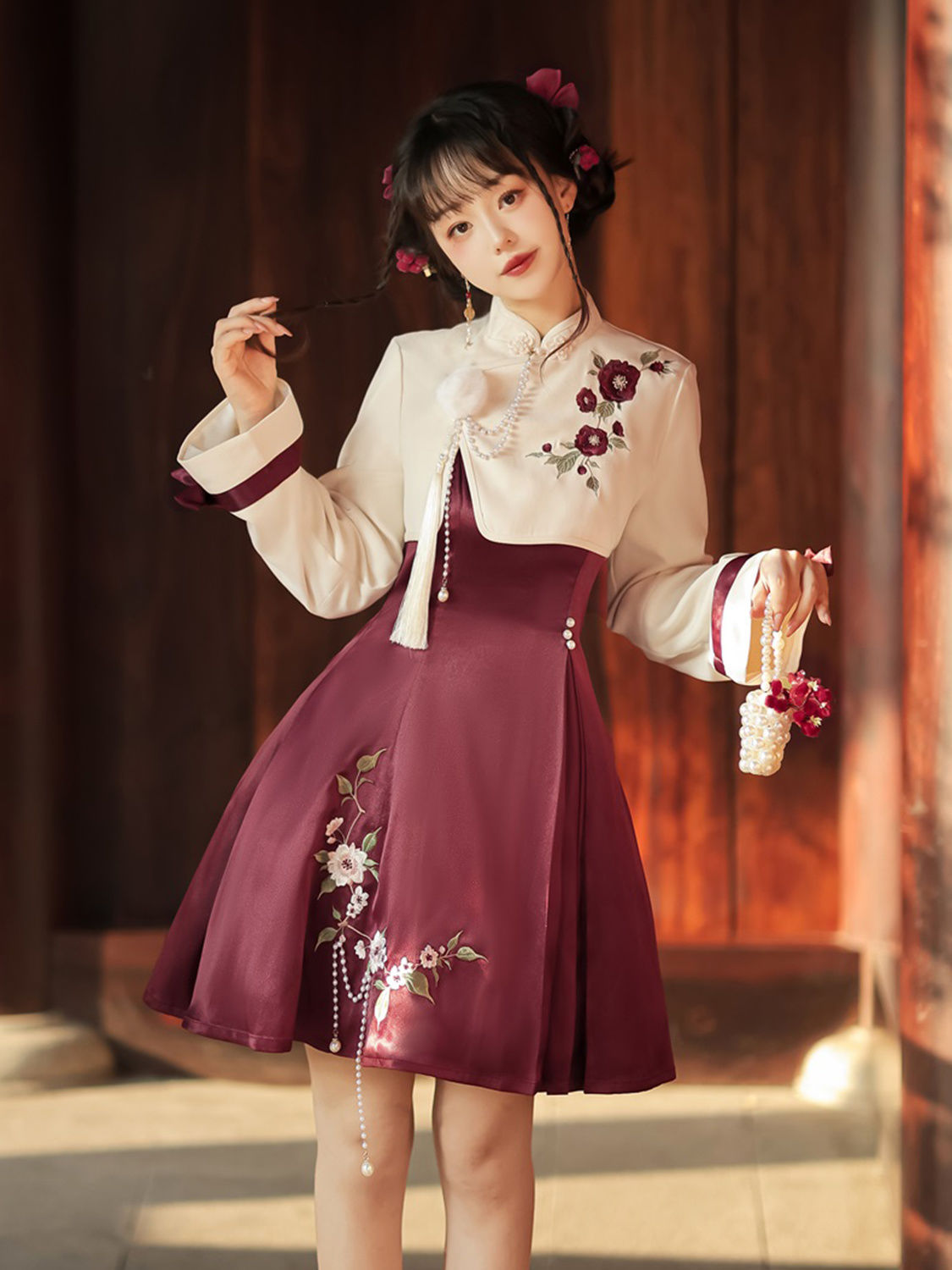 ロリータ 二次元 オリジナル椿 約ロリータ漢服ワンピース セット ロリータ 二次元 オリジナル椿 約ロリータ漢服ワンピース セット