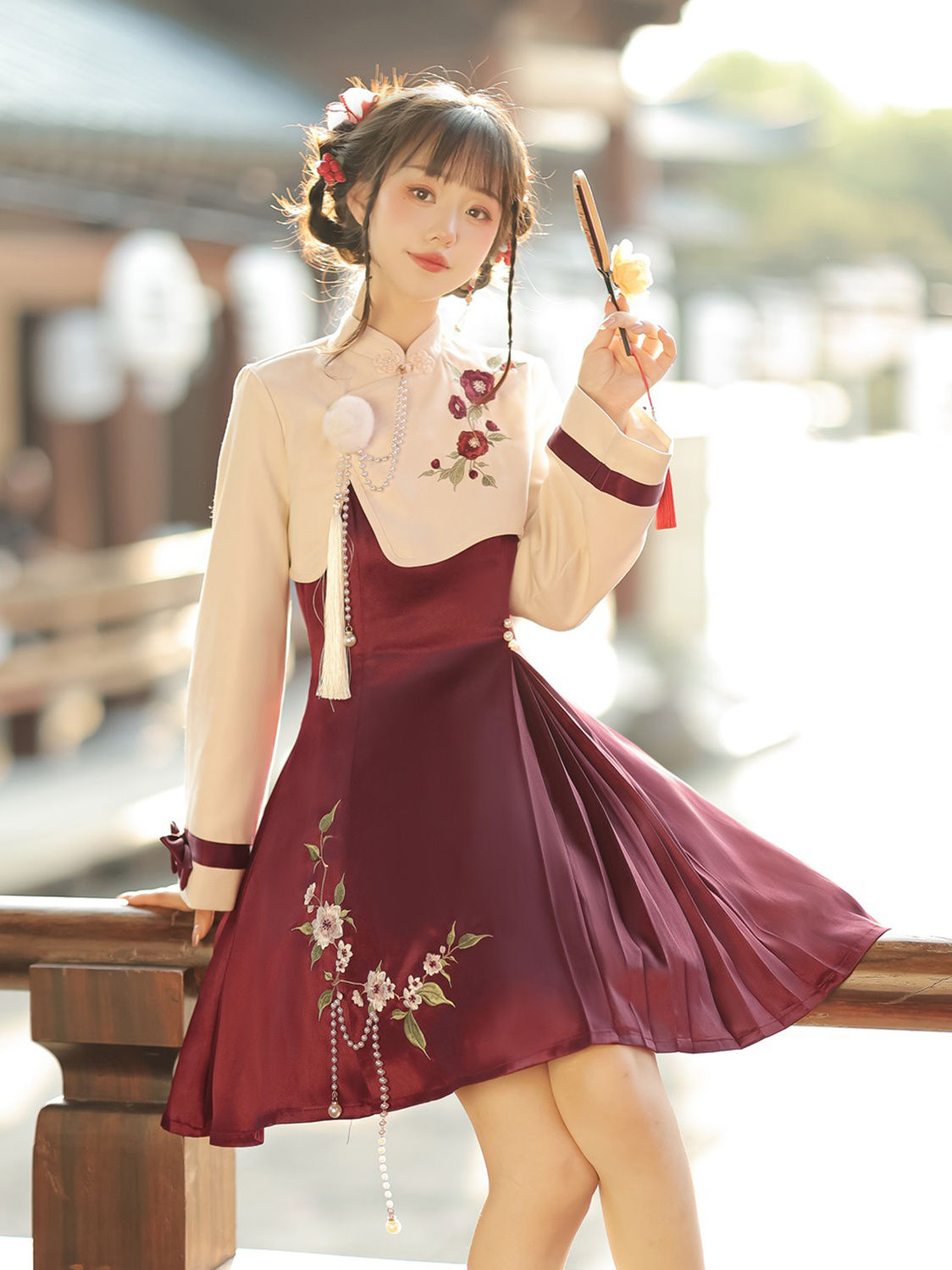 ロリータ 二次元 オリジナル椿 約ロリータ漢服ワンピース セット ロリータ 二次元 オリジナル椿 約ロリータ漢服ワンピース セット