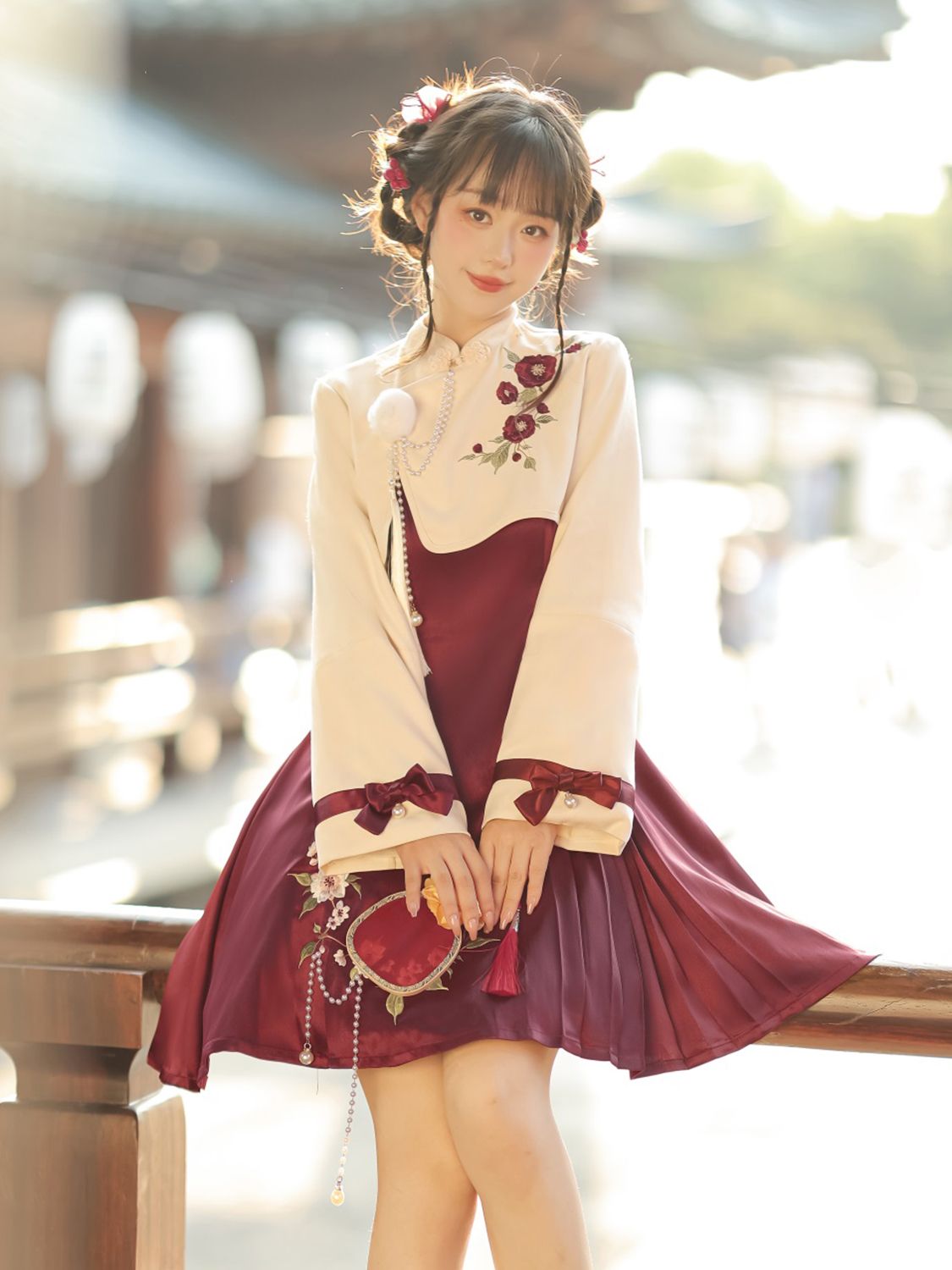 ロリータ 二次元 オリジナル椿 約ロリータ漢服ワンピース セット ロリータ 二次元 オリジナル椿 約ロリータ漢服ワンピース セット