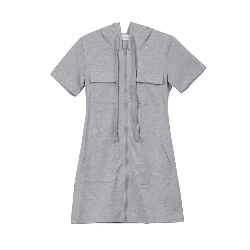 夏2024新型韓国国境を越えて帽子をかぶった小柄な年齢が減って痩せた気質の半袖ジッパーワンピース女装 夏2024新型韓国国境を越えて帽子をかぶった小柄な年齢が減って痩せた気質の半袖ジッパーワンピース女装