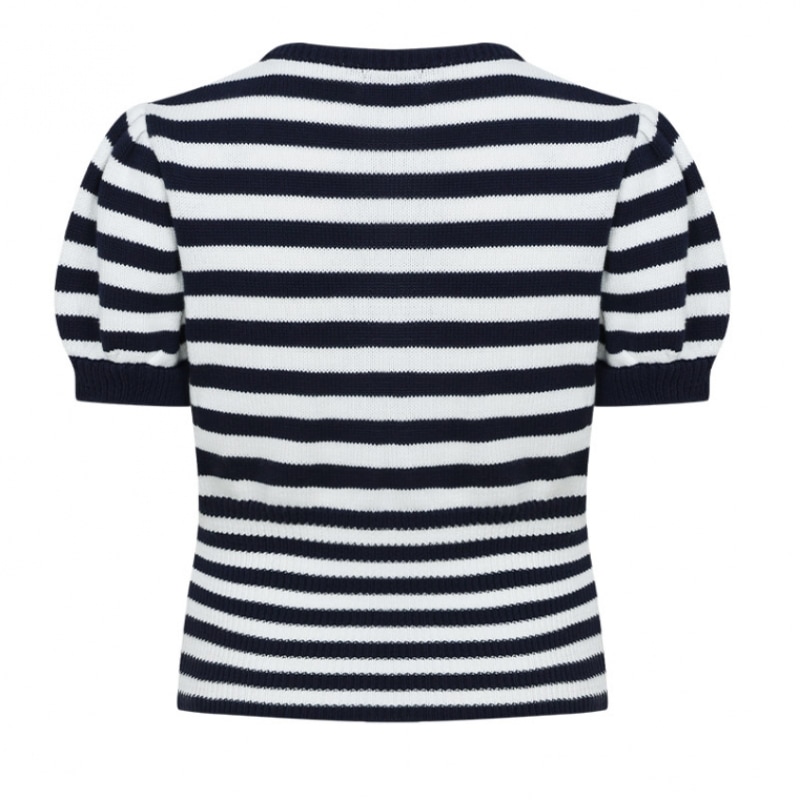 レターフロムムーンコニーストライプハーフカーディガン (ネイビー)