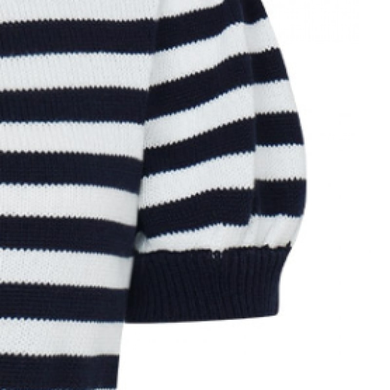 レターフロムムーンコニーストライプハーフカーディガン (ネイビー)