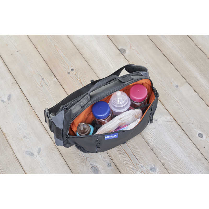 ワンスレッド　papakoso(パパコソ)パパ＆ママ140人と考えた理想のパパバッグ「だっこモデル＋SG」ブラック×オレンジ papakoso　PK-101-OR