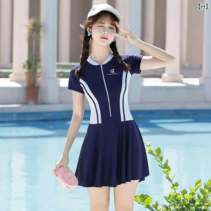 水着 レディース 大きめサイズ ワンピーススカート風 学生 お腹カバー 着痩せ 半袖 温泉 旅行 プール リゾート ビーチ レジャー ぽっちゃり女子