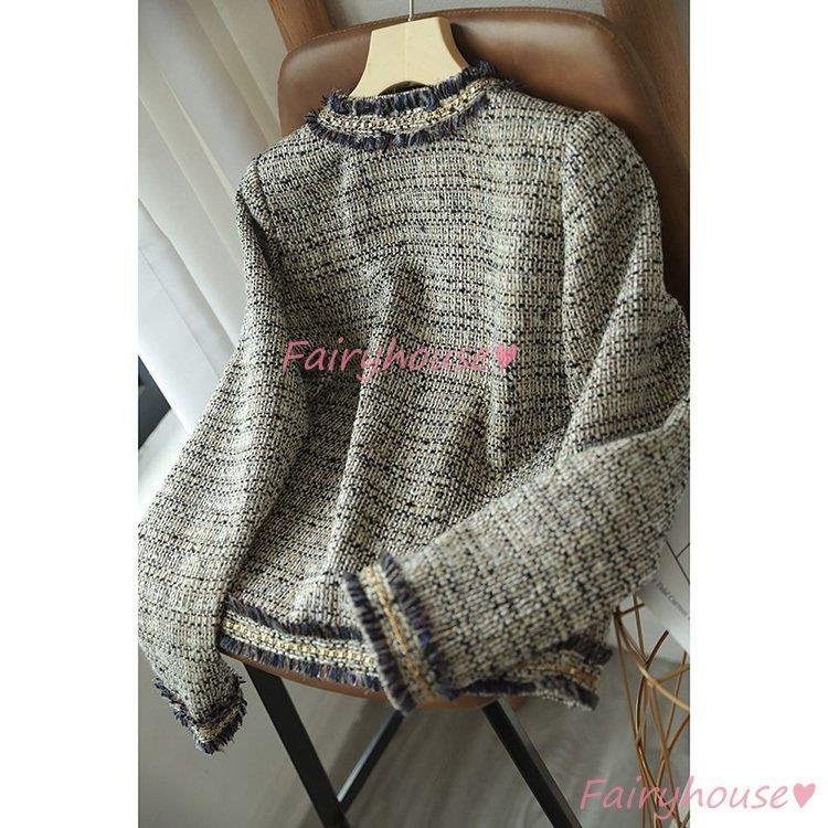 ツイードジャケット レディース 長袖ノーカラージャケット ショット丈ツイードコート 春コートアウター 秋服 大人韓国風 通勤OL オフィス 結婚式 入学式 ツイードジャケット レディース 長袖ノーカラージャケット ショット丈ツイードコート 春コートアウター 秋服 大人韓国風 通勤OL オフィス 結婚式 入学式