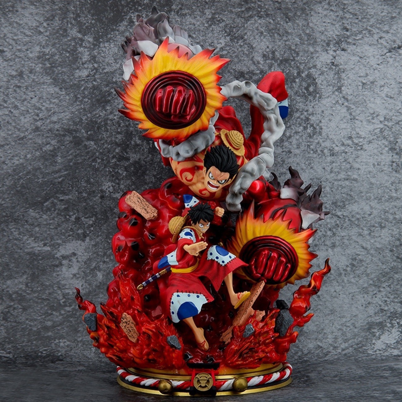 ワンピースフローファンタジーワノ国シリーズゴーストと神不動明王ルフィフィギュア像 GK 模型玩具装飾