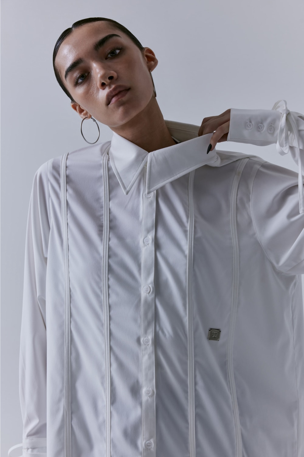 【TREEMINGBIRD】 STEPPED HEMLINE LONG STRAP SHIRTS : WHITE 【TREEMINGBIRD】 STEPPED HEMLINE LONG STRAP SHIRTS : WHITE