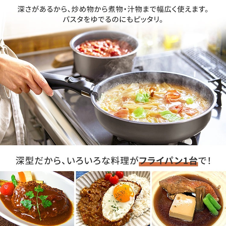 【公式】 フライパンセット 6点セット フライパン ガス 直火 長持ち 着脱式 深型 ダイヤモンドコートパンディープラス DCG-S6S プレゼント メガ割