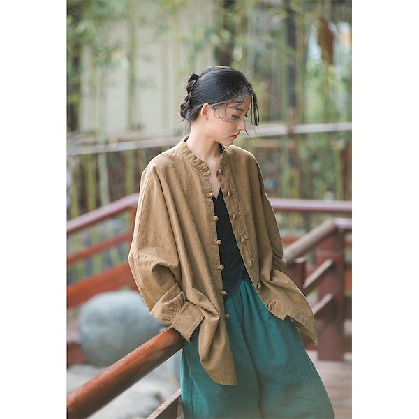 Qoo10] 綿麻 長袖 シャツ トップス レディース