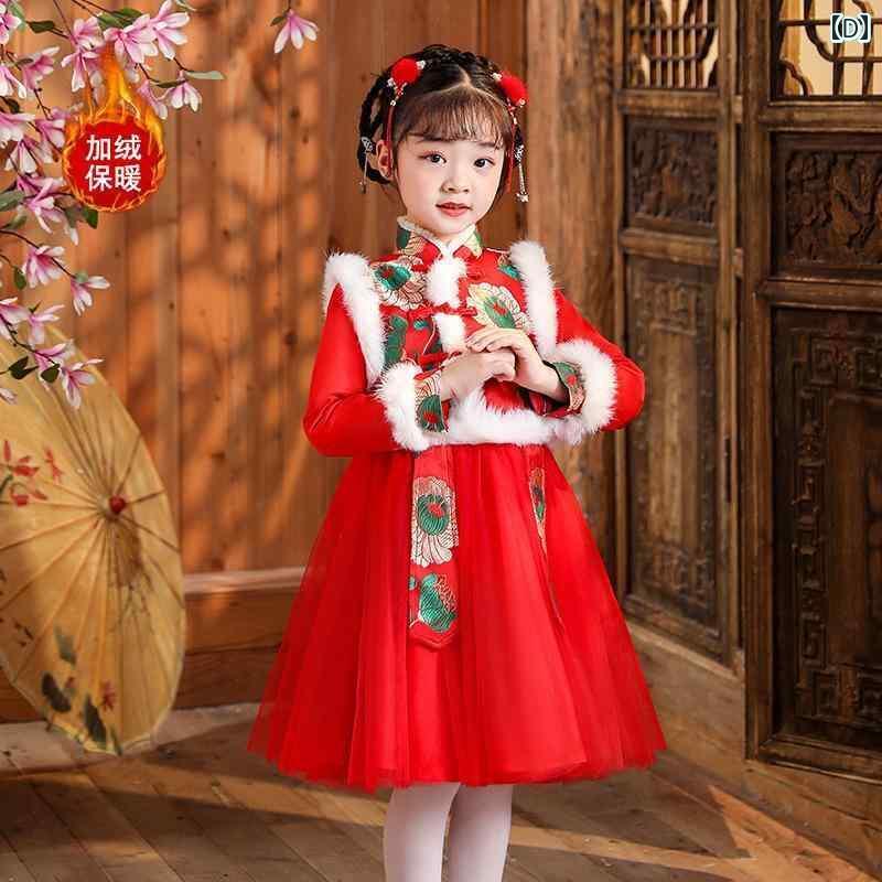 韓服 子供服 民族ドレス 女の子 パーティードレス チャイナ風 冬 衣装 結婚式 発表会 イブニングドレス 女の子 キッズ 子供服