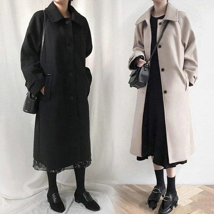 チェスターコートレディース秋冬ロング丈チェスターコート黒ラシャスプリングコートジャケット膝下韓国風アウター学院風通勤着痩せ チェスターコートレディース秋冬ロング丈チェスターコート黒ラシャスプリングコートジャケット膝下韓国風アウター学院風通勤着痩せ
