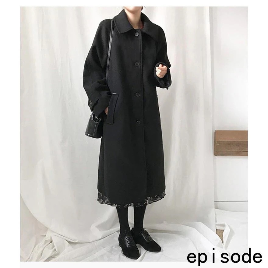 チェスターコートレディース秋冬ロング丈チェスターコート黒ラシャスプリングコートジャケット膝下韓国風アウター学院風通勤着痩せ チェスターコートレディース秋冬ロング丈チェスターコート黒ラシャスプリングコートジャケット膝下韓国風アウター学院風通勤着痩せ