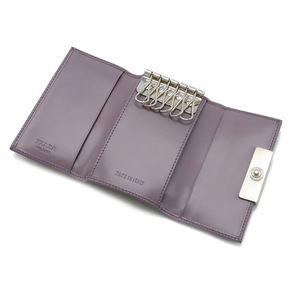 キーケース 6連 レザー グレーパープル系 シルバー金具 M222C