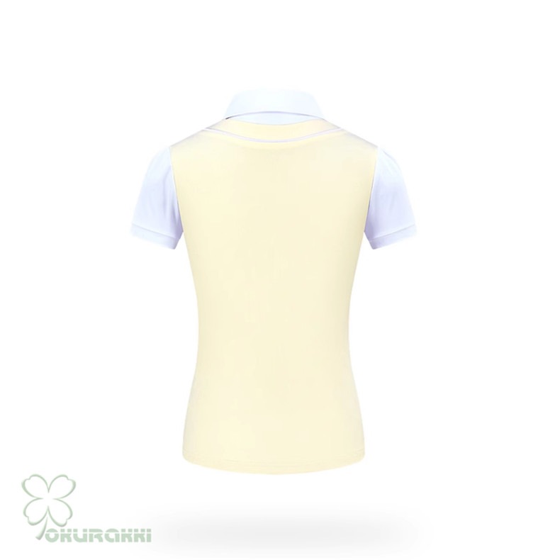 春夏新作 ゴルフ用 レディース 半袖Tシャツ 速乾 カレッジ風 Vネック フェイクツーピース スポーツトップス2506gfshirt04