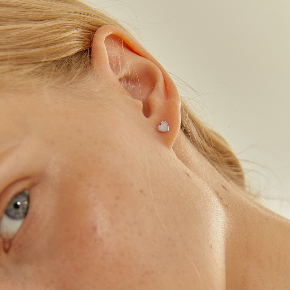 ルネシルバーハートストーンピアス #LSE10 ルネシルバーハートストーンピアス #LSE10