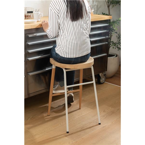 ハイスツール 約W41.5xD42xH65cm ホワイト 組立品