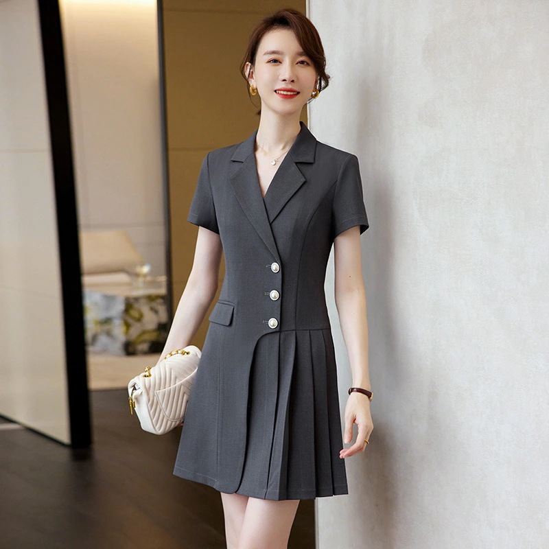 ファッション半袖スーツワンピースol通勤気質職業プリーツワンピース大きいサイズ シャツワンピース ファッション半袖スーツワンピースol通勤気質職業プリーツワンピース大きいサイズ シャツワンピース