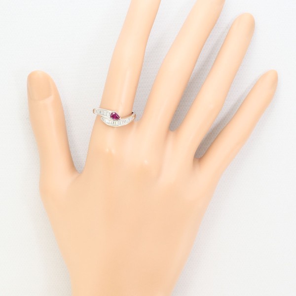 PT900 プラチナ リング 14.5号 ルビー 0.340 ダイヤ 0.34 ジュエリー 中古 PT900 プラチナ リング 14.5号 ルビー 0.340 ダイヤ 0.34 ジュエリー 中古