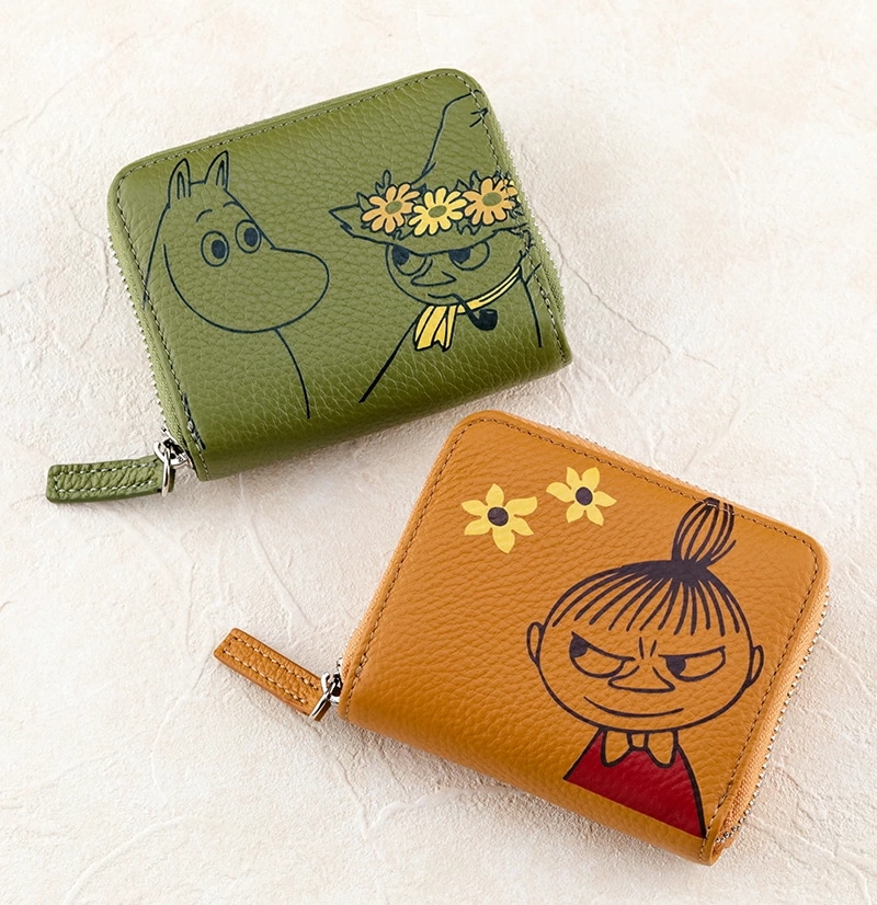 ムーミン牛革ミニ財布 ミニ財布 ラウンドファスナー 財布 レディース 本革 ムーミン 小銭入れ 小銭入れ ムーミン柄 リトルミイ柄 ラウンドファス
