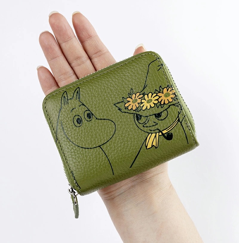 ムーミン牛革ミニ財布 ミニ財布 ラウンドファスナー 財布 レディース 本革 ムーミン 小銭入れ 小銭入れ ムーミン柄 リトルミイ柄 ラウンドファス