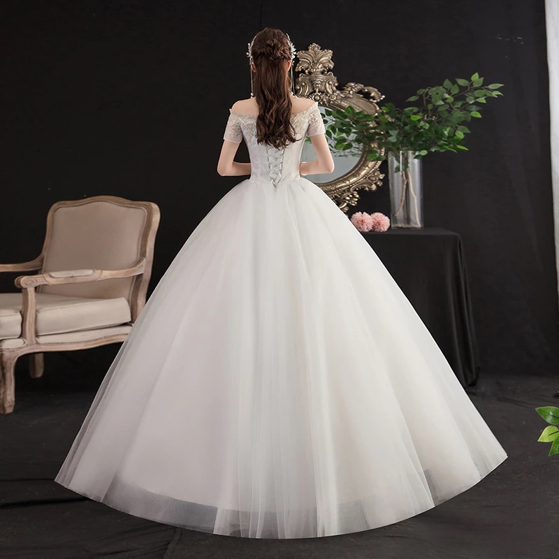 2025ワンショルダーウェディングドレスブライダル半袖ブラージトレーリングフォレストウェディングドレス