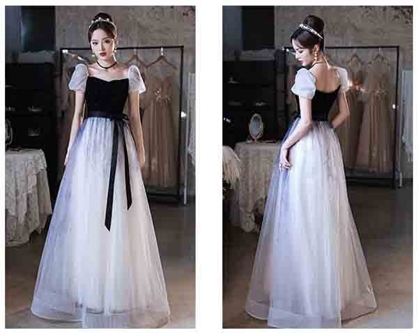 ドレス 大人 ピアノ 発表会 ロングドレス 演奏会 パーティードレス ロングドレス 演奏会 袖あり ドレス バイカラー 透け感 成人式 同窓会 大人 ピアノ 発表会 Aライン 結婚式 ステージドレス