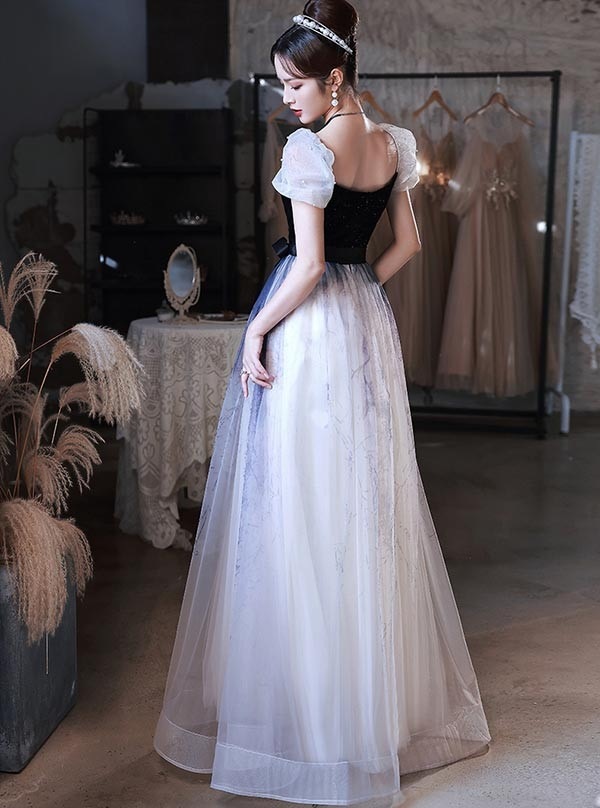 ドレス 大人 ピアノ 発表会 ロングドレス 演奏会 パーティードレス ロングドレス 演奏会 袖あり ドレス バイカラー 透け感 成人式 同窓会 大人 ピアノ 発表会 Aライン 結婚式 ステージドレス