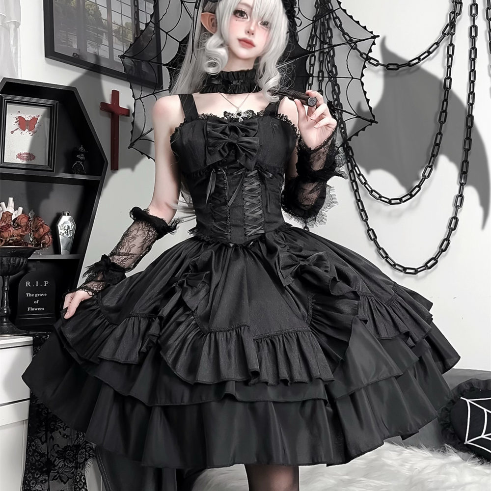 ロリータドレスハロウインバタフライオフィサーロリータゴシックガールダークローダークスタイルロリハイウエストドレス ロリータドレスハロウインバタフライオフィサーロリータゴシックガールダークローダークスタイルロリハイウエストドレス