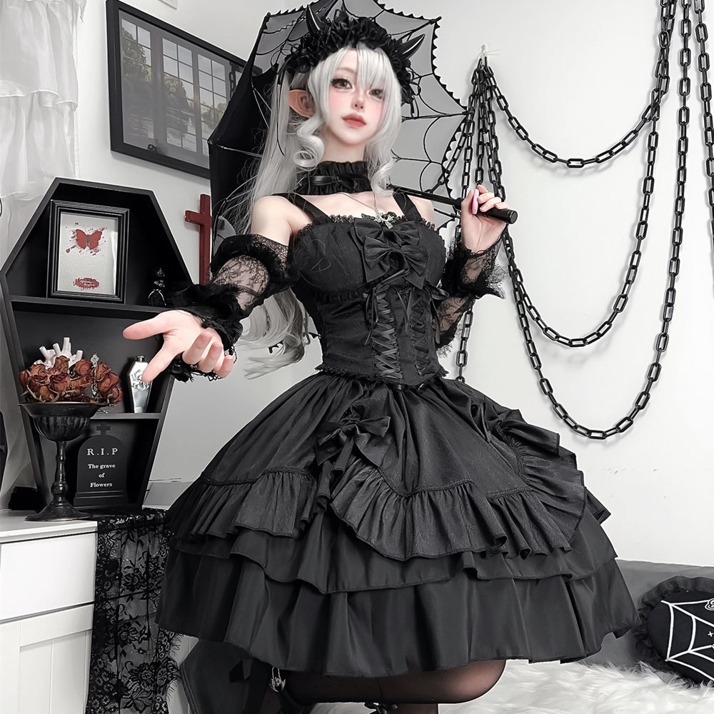 ロリータドレスハロウインバタフライオフィサーロリータゴシックガールダークローダークスタイルロリハイウエストドレス ロリータドレスハロウインバタフライオフィサーロリータゴシックガールダークローダークスタイルロリハイウエストドレス