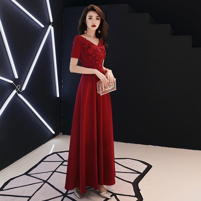 演奏会用ドレス 半袖 カラードレス ロングドレス パーティードレス ウェディングドレス 発表会 結婚式 ピアノ 二次会 ドレス 前撮り 結婚式 花嫁 コンサート