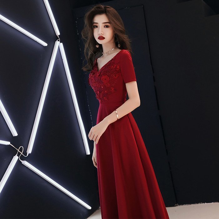 演奏会用ドレス 半袖 カラードレス ロングドレス パーティードレス ウェディングドレス 発表会 結婚式 ピアノ 二次会 ドレス 前撮り 結婚式 花嫁 コンサート