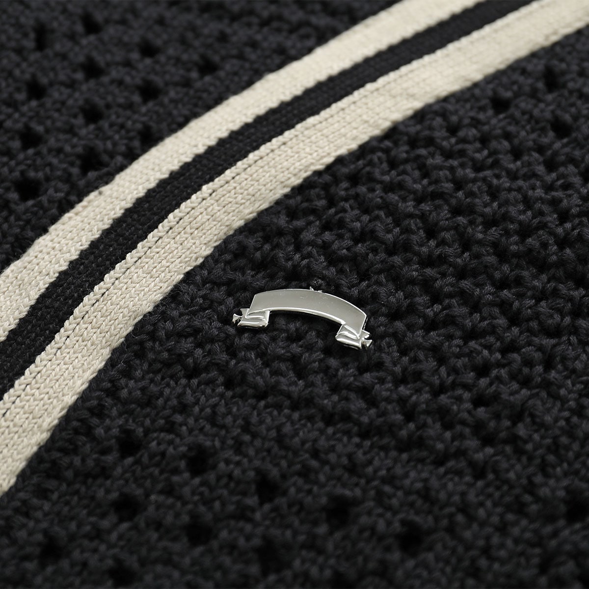 ASKYURSELF アスクユアセルフ カーディガン BANNED KNIT BASEBALL SHIRT メンズ ニット かぎ針編み 五分袖 コットン カラー ASKYURSELF アスクユアセルフ カーディガン BANNED KNIT BASEBALL SHIRT メンズ ニット かぎ針編み 五分袖 コットン カラー