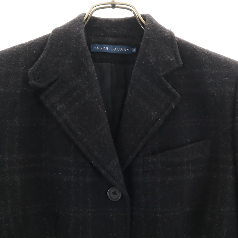 日本製 ウール チェック柄 テーラードジャケット 4 ブラック ブレザー レディース 日本製 ウール チェック柄 テーラードジャケット 4 ブラック ブレザー レディース