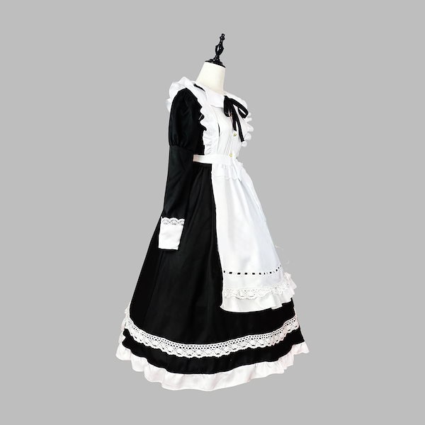 即納 高品質 メイド服 ワンピース 長袖 コスプレ ロリータ