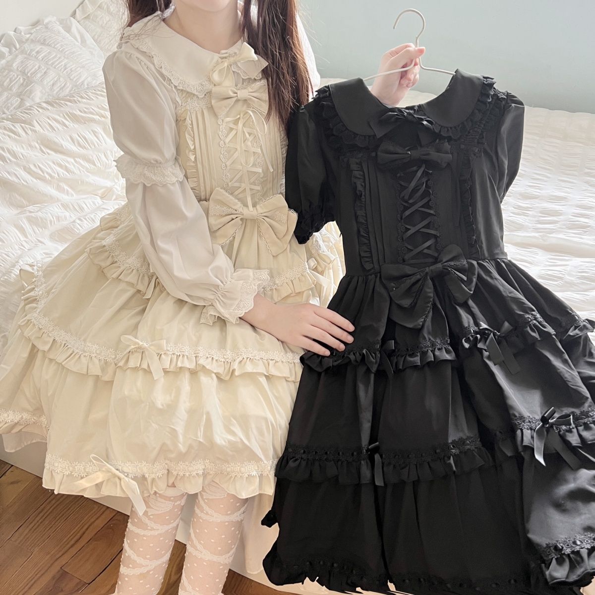 スイートクリームLoliitaスカート夏 洋風 少女ロリータワンピース日常可愛いメイド服 JSKワンピース スイートクリームLoliitaスカート夏 洋風 少女ロリータワンピース日常可愛いメイド服 JSKワンピース