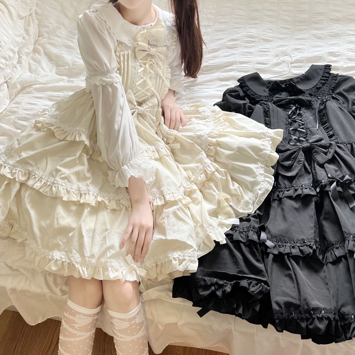 スイートクリームLoliitaスカート夏 洋風 少女ロリータワンピース日常可愛いメイド服 JSKワンピース スイートクリームLoliitaスカート夏 洋風 少女ロリータワンピース日常可愛いメイド服 JSKワンピース