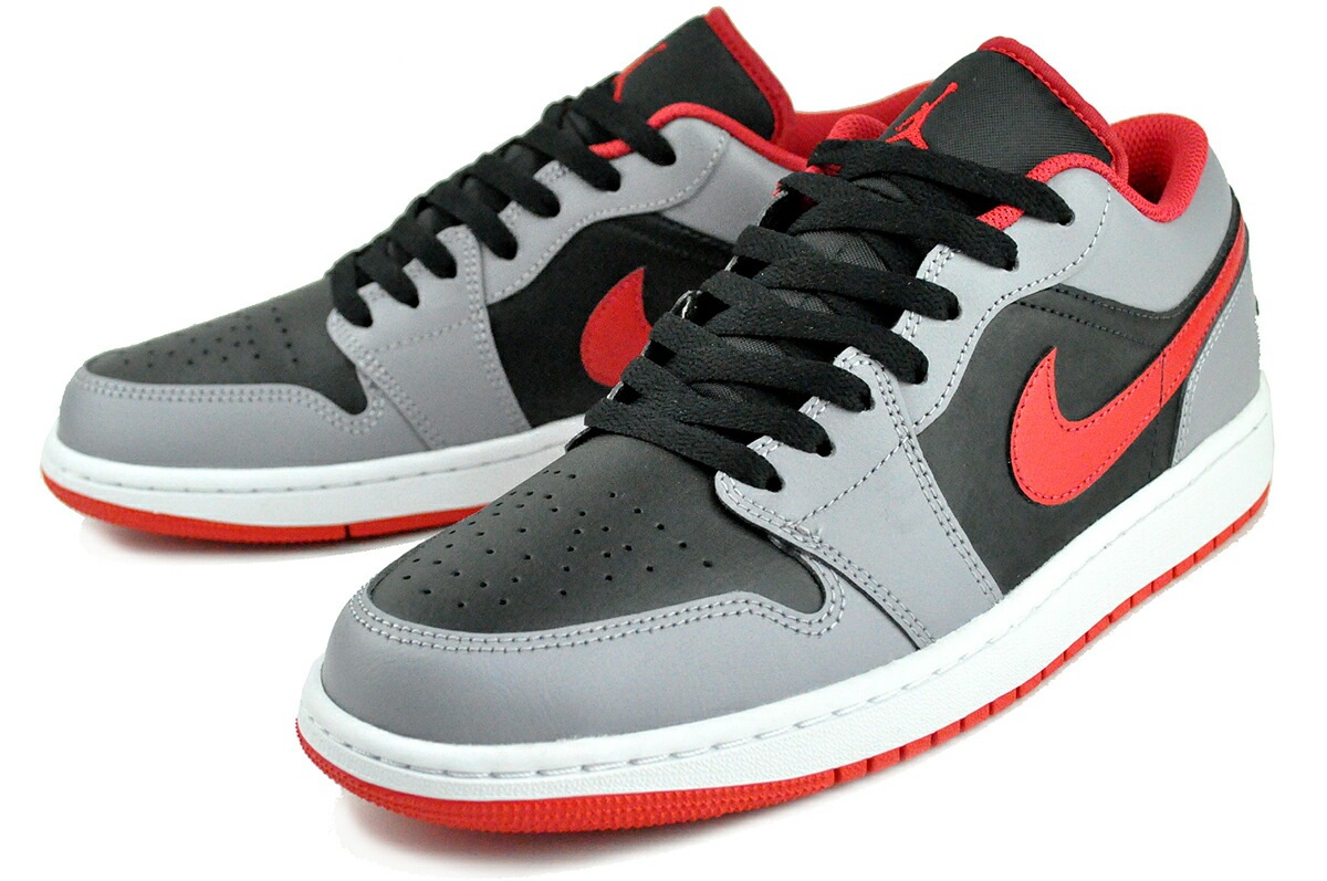 エアジョーダン 1 ロー ブラック ファイヤーレッド セメントグレー