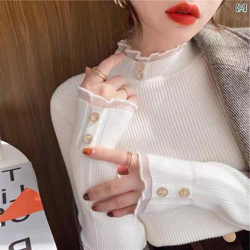 レディース ファッション トップス 女性用 ハーフ タートルネック インナー セーター ベース レイヤー スリムフィット ウエスタンデザイン 個性的 長袖 セーター トップ mdprevattcaulkingandwaterproofing.com