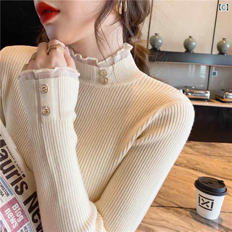 レディース ファッション トップス 女性用 ハーフ タートルネック インナー セーター ベース レイヤー スリムフィット ウエスタンデザイン 個性的 長袖 セーター トップ mdprevattcaulkingandwaterproofing.com