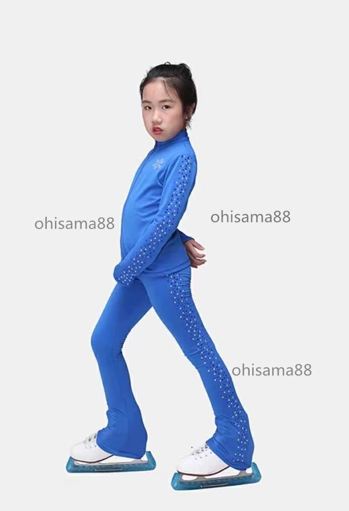 フィギュアスケート衣装 2点セット 上着 ズボン スケートウエア キッズ アイススケート 美しい 練習着 女の子 大人 アイスフィギュアスケート ストレッチ アイスダンス スケート 競技 ステージ ト