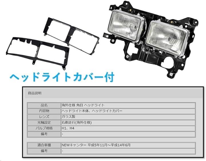 三菱ふそう用 NEWキャンター 海外仕様 角目 4灯式 ヘッドライト 左右セット 輸出仕様 運転席側 助手席側 右側R 左側L 純正タイプ 社外品