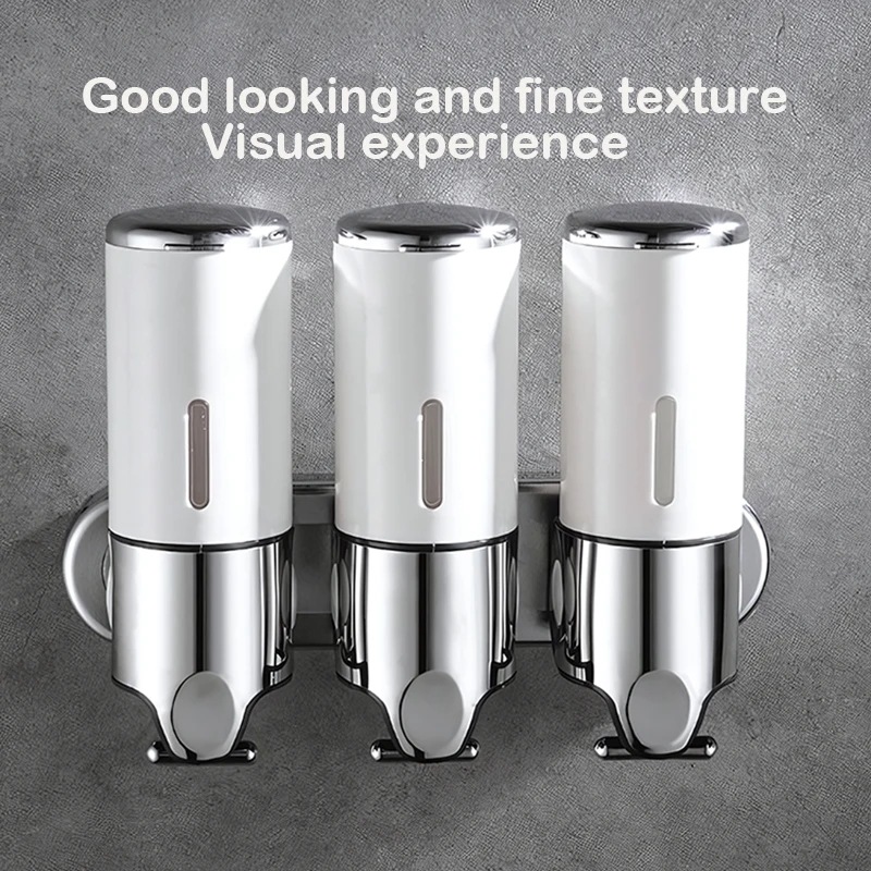 石鹸シャンプー用液体ディスペンサー シングル ダブル トリプルウォールマウント 手動シャワーシャンプー 液体容器 500ml Black Double 石鹸シャンプー用液体ディスペンサー シングル ダブル トリプルウォールマウント 手動シャワーシャンプー 液体容器 500ml Black Double