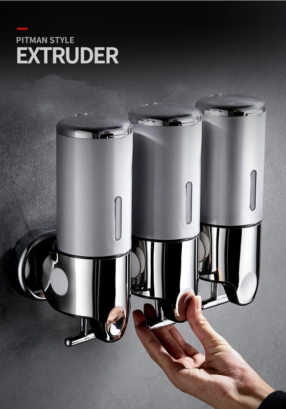 石鹸シャンプー用液体ディスペンサー シングル ダブル トリプルウォールマウント 手動シャワーシャンプー 液体容器 500ml Black Double 石鹸シャンプー用液体ディスペンサー シングル ダブル トリプルウォールマウント 手動シャワーシャンプー 液体容器 500ml Black Double