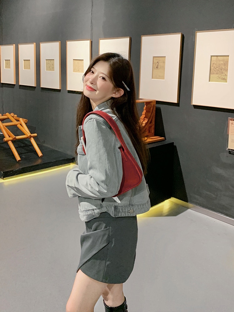 アウター デート ブルゾン ジャケット Gジャン 上着 ショート ショート丈 袖あり 長袖 デニム かわいい 大人可愛い きれいめ シンプル カジュアル 大人 上品 おしゃれ お洒落 主役級 存在感