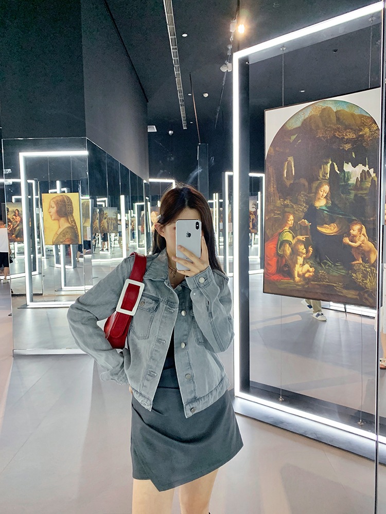 アウター デート ブルゾン ジャケット Gジャン 上着 ショート ショート丈 袖あり 長袖 デニム かわいい 大人可愛い きれいめ シンプル カジュアル 大人 上品 おしゃれ お洒落 主役級 存在感