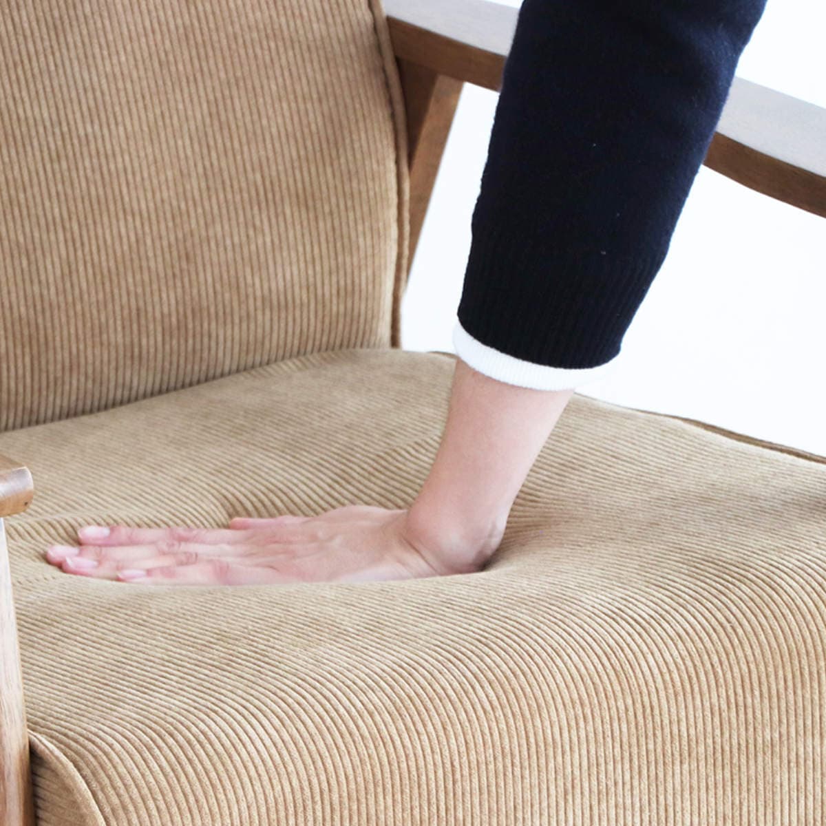 ソファ 3人掛け 天然木肘付き コーデュロイ カントリー調 幅170cm 三人用 3人用 ソファー 木製フレーム 肘付き 肘掛 北欧風 おしゃれ ナチュラル