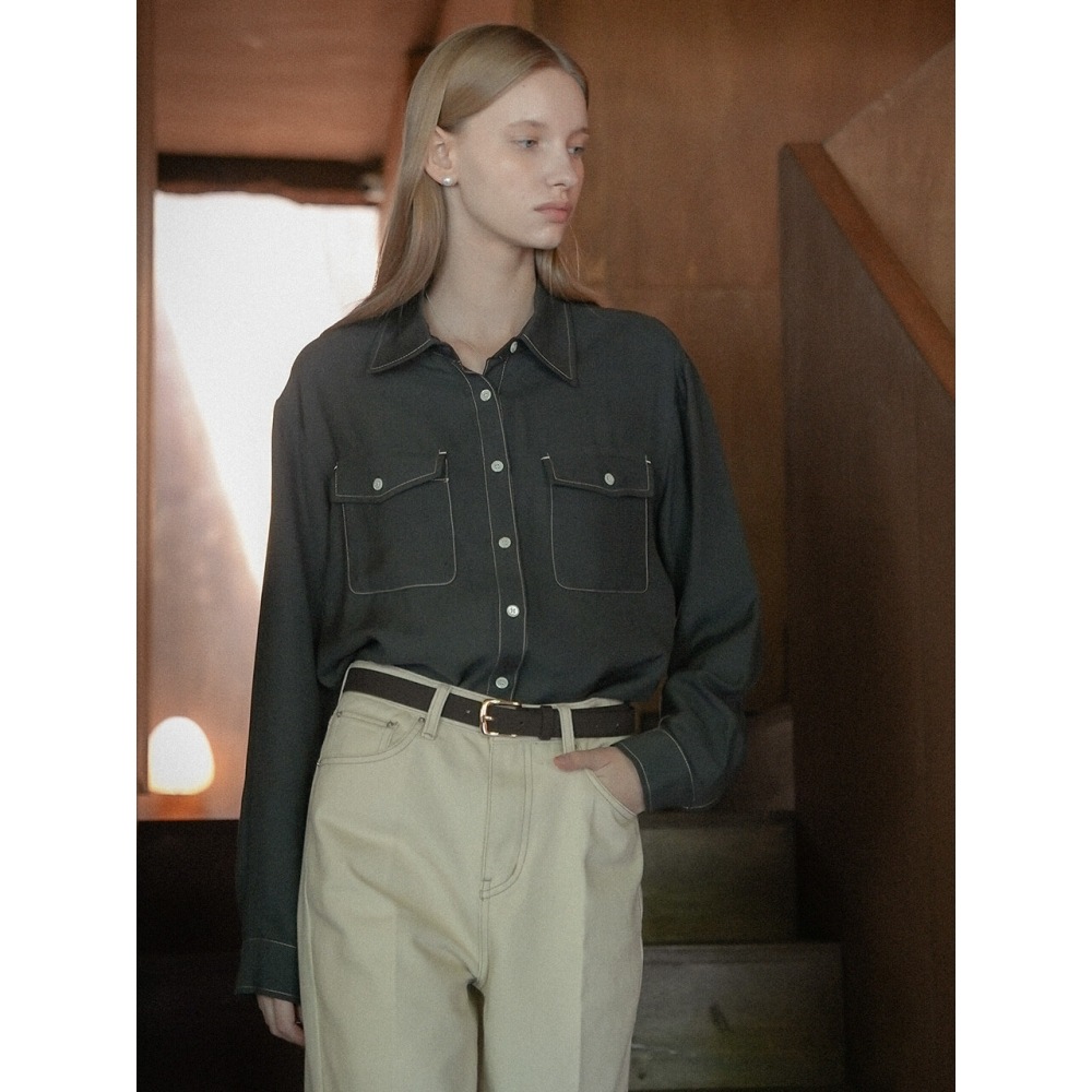 ルメール コントラストステッチシャツ LEMAIRE コントラストステッチ